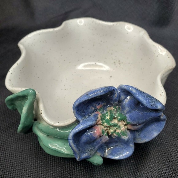 Glazed Stoneware Bowl Studio Art Pottery Artist Signed OOAK Blue Green 6.5x3.5" - Picture 10 of 12